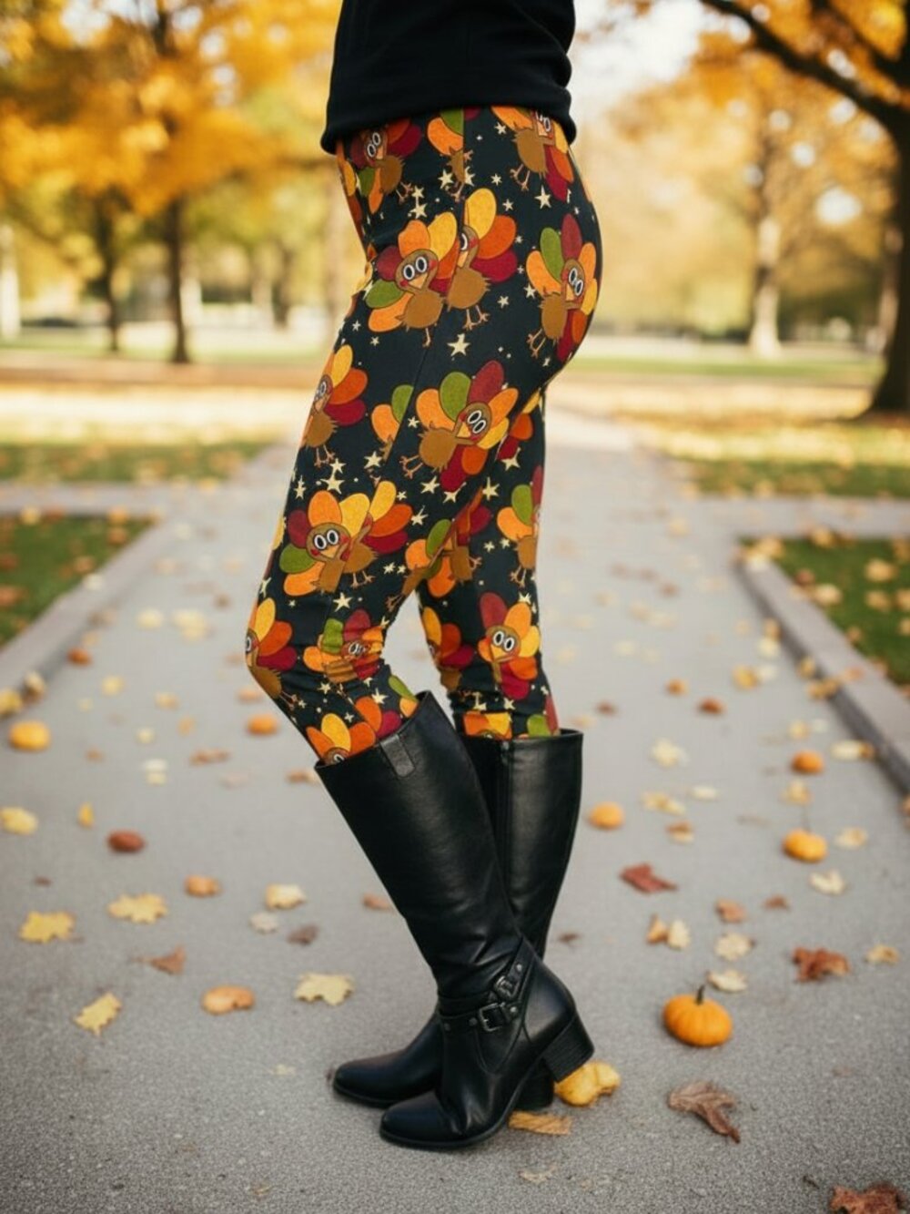 NEW Womens Thanksgiving Turkey Leggings Luxury Soft Fall Yoga Pants Sizes OS/TC